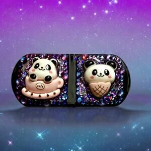 Handmade Decoden Mini Pill Box Galaxy Panda Cafe, Kawaii Junk Trinket Case